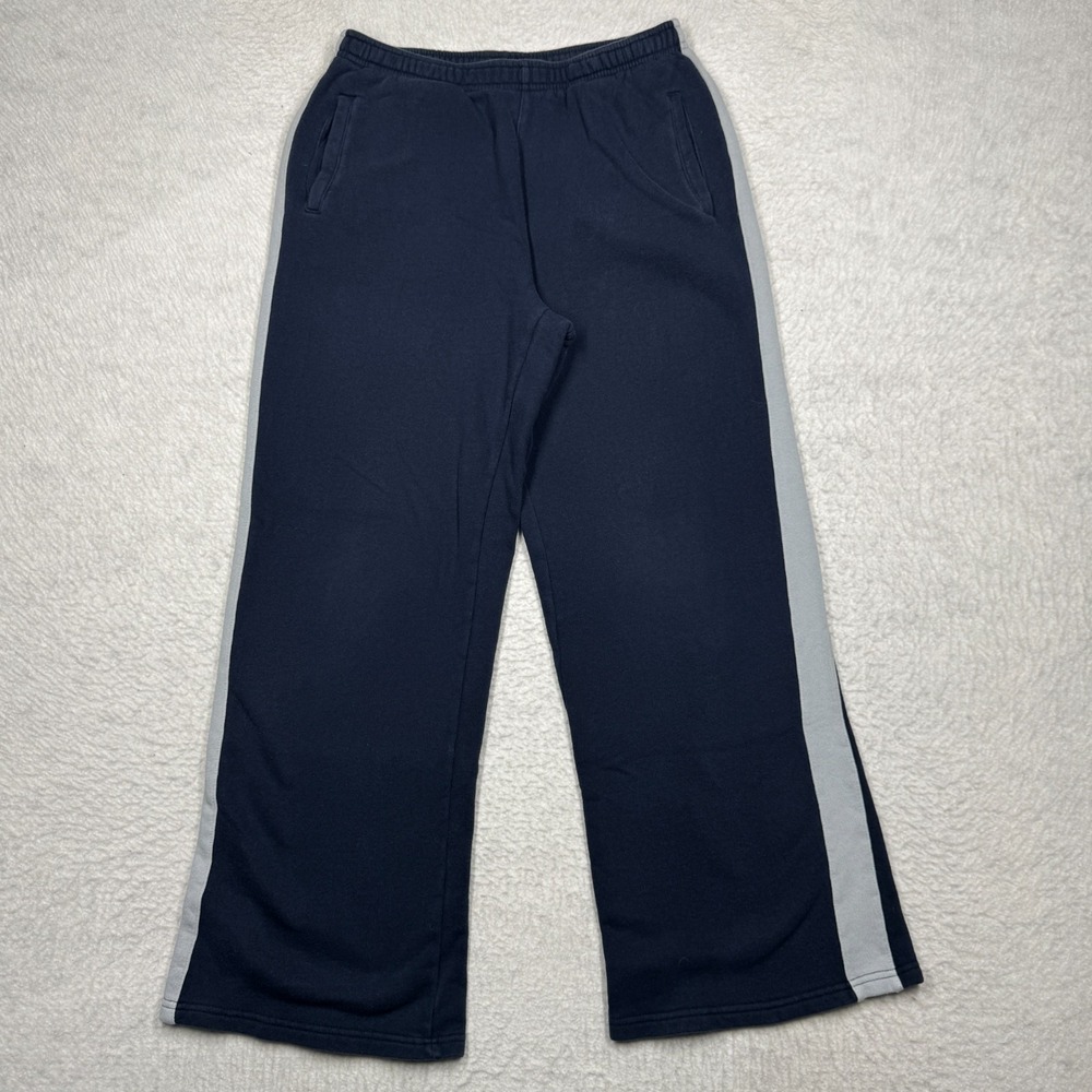 John J. Galt Sweatpants Fleece Lined Wide Leg Lounge Pants Blue Women's Size S